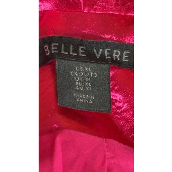 Belle Vere Hot Pink Satin Ruched Sleeve Blazer Open Front Jacket – XL - Picture 3 of 4